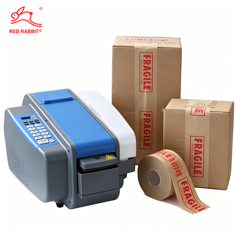 Safety interlock on electronic kraft tape dispenser